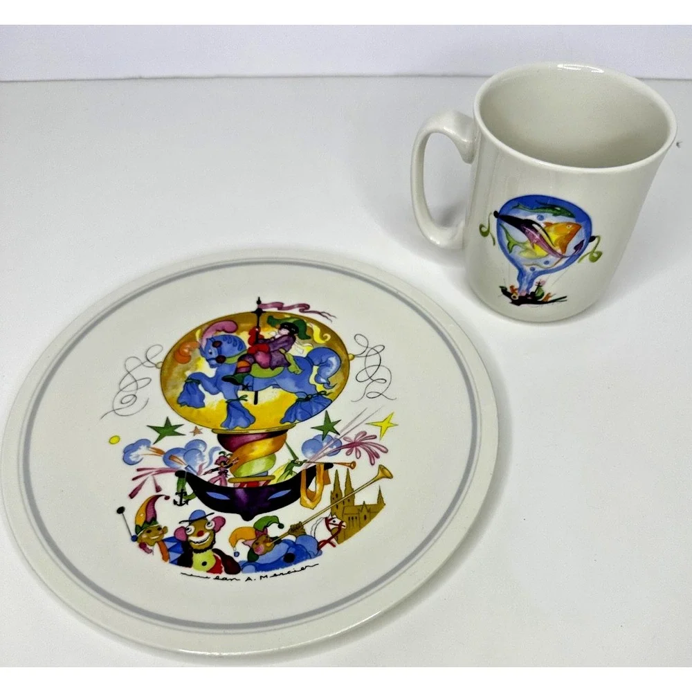 Villeroy Bosch Le Balloon China Salad Plate Mug Cup  Jean Mercier Luxembourg
